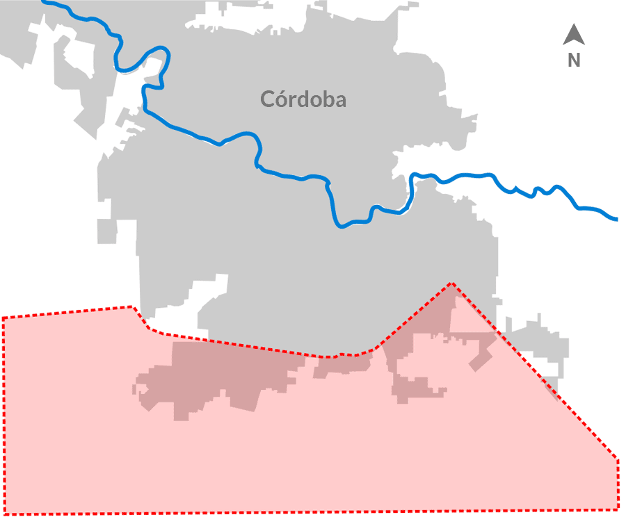 Zona de la ciudad de Córdoba estudiada